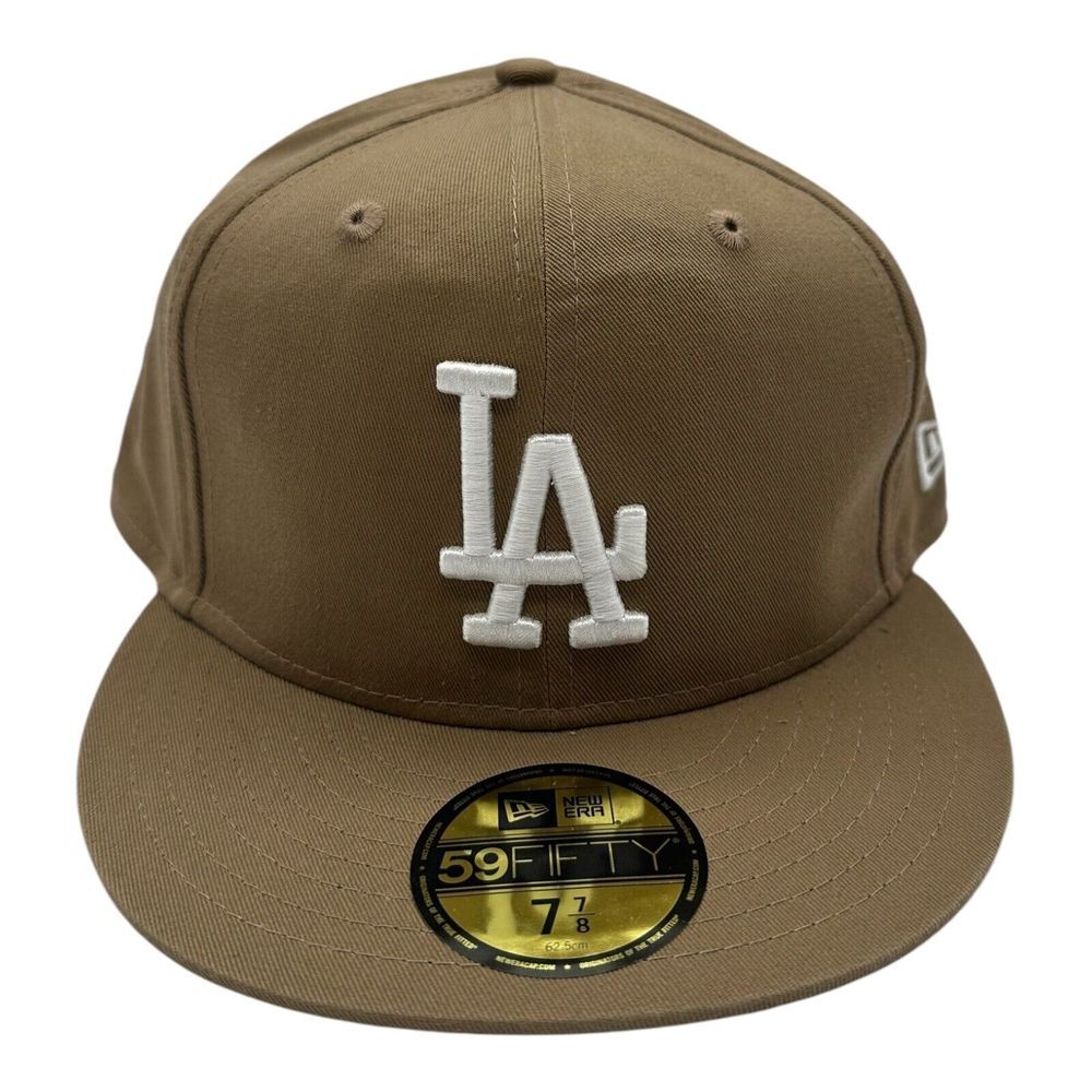 New Era 59Fifty Los Angeles Dodgers Hat Cap 7 7/8 Khaki Washed Chino Tan MLB